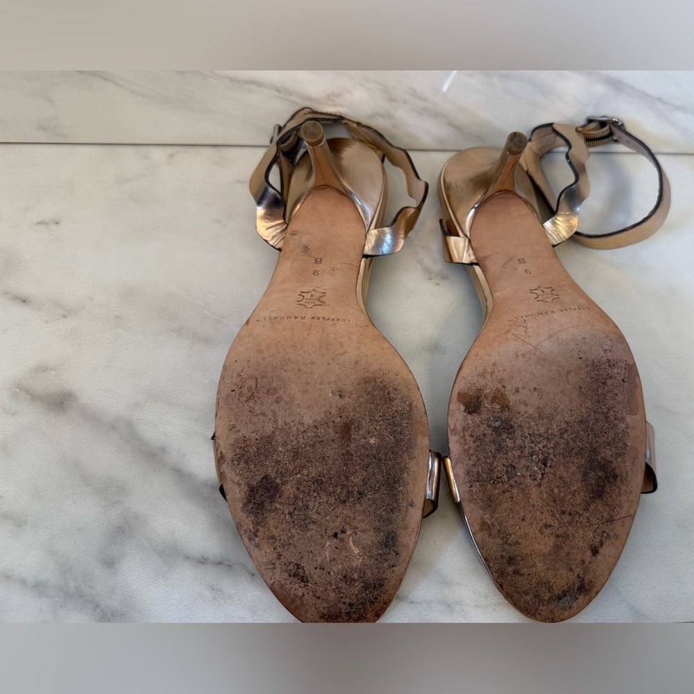 Loeffler Randall Metallic Scalloped Ankle Strap Heels Size 9 - Picture 9 of 12
